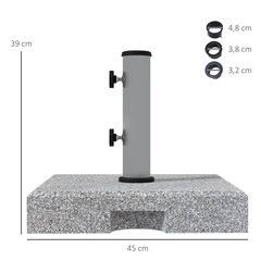 Outsunny päikesevarju statiiv 38,5 kg päikesevarju aluse jaoks posti läbimõõduga Ø 32/38/48 mm, ratastega päikesevarju statiiv aeda, rõdule, graniidist, hall 45 x 45 x 39 cm hind ja info | Päikesevarjud, markiisid ja alused | kaup24.ee