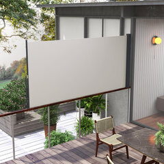 Outsunny pikendatav külgmarkiis, 300 x 140cm aiamarkiis, privaatsusekraan UV-kaitsega, tuulekaitse, metall, polüester, helehall hind ja info | Päikesevarjud, markiisid ja alused | kaup24.ee