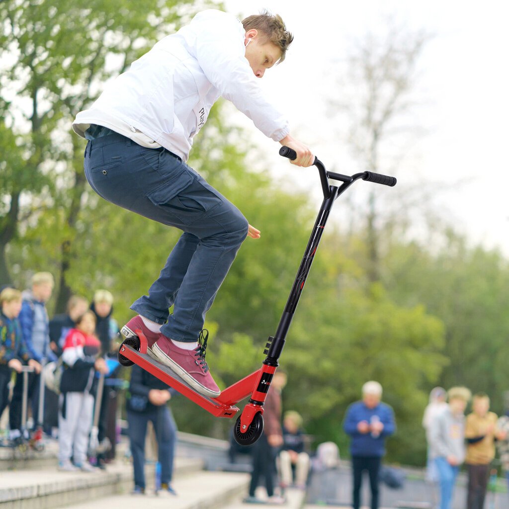 HOMCOM Pro stunt scooter pedaaliga roller freestyle trikkide tegemiseks, 100mm PU rattad, lastele ja täiskasvanutele, alumiinium, punane цена и информация | Tõukerattad | kaup24.ee