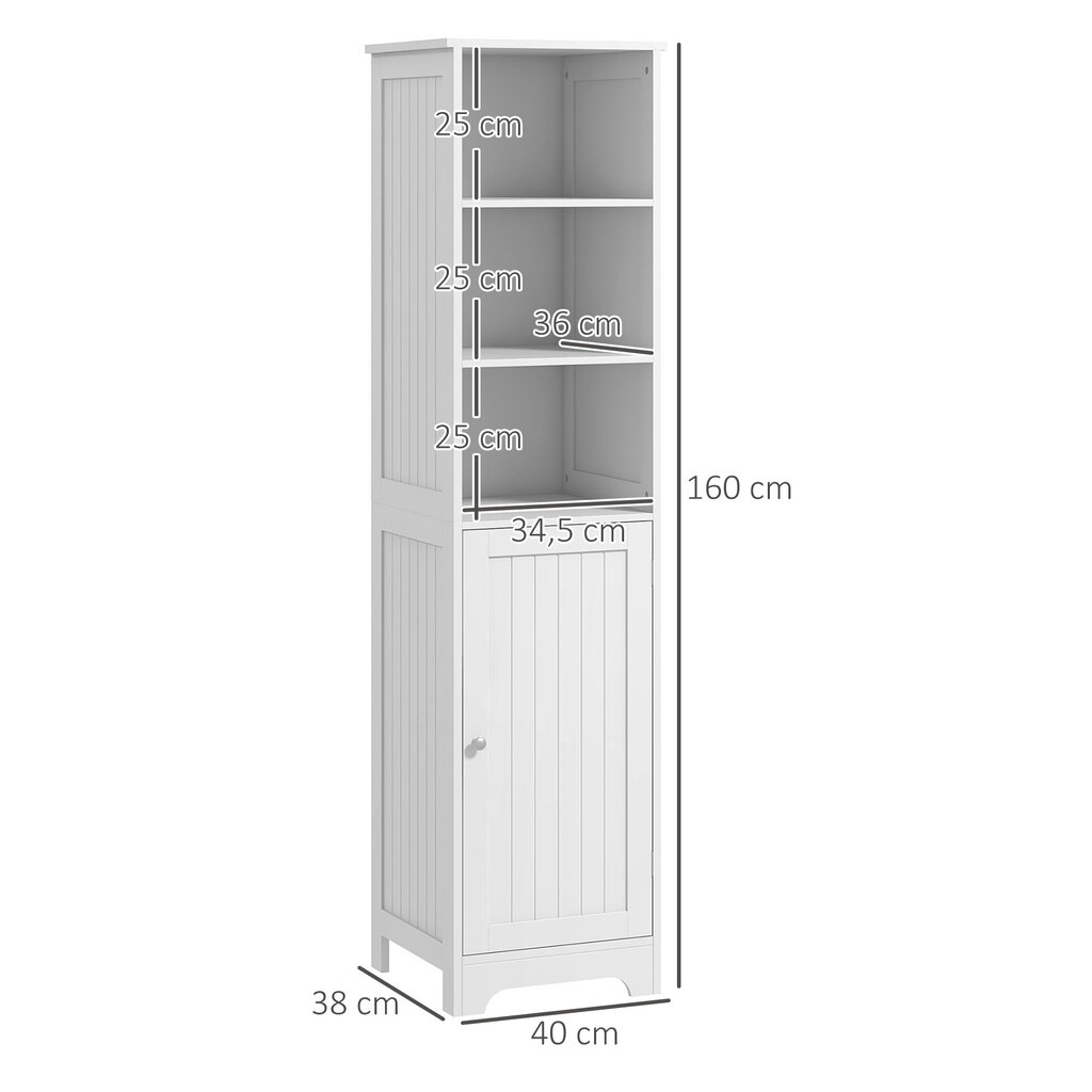 kleankin vannitoakapp Vannitoakapp 3 lahtist kambrit 1 kambrit Hoiukapp Vannituba elutuba Valge 40x38x160cm hind ja info | Vannitoakapid | kaup24.ee