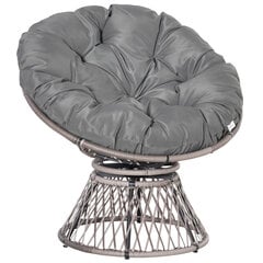 Outsunny papasan tugitool punutud tugitool padjaga 360 kraadi rotangist hall B87 x S97 x K86 cm hind ja info | Aiatoolid | kaup24.ee