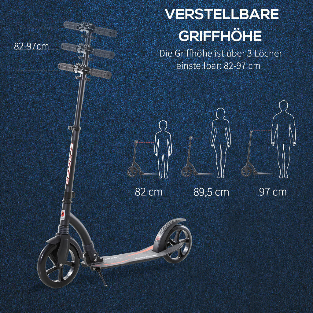 HOMCOM Laste roller löögiscooter, kokkupandav, reguleeritava kõrgusega, alates 14 aastat, alumiinium, 92.5x37.5x87-101.5cm, 92.5x37.5x87-101.5cm hind ja info | Tõukerattad | kaup24.ee