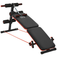 HOMCOM Sit Up Bench Abdominal Trainer with Training Ropes Training Bench Multifunction Adjustable&amp;foldable 110 kg load capacity Steel Black+Red цена и информация | Боевые искусства | kaup24.ee