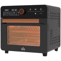 HOMCOM Mini ahju konvektsiooniga 20L 3 in 1 Mini ahju grillrestiga, küpsetusplaadiga ja krõbukastiga, 40 °C-220 °C kuumaõhu praadimismasin koos praedikorviga, taimer, sisevalgustus, 1400W, roostevaba teras | Aosom hind ja info | Ahjud | kaup24.ee