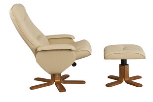 Кресло с подставкой для ног Notio Living Napoli, кремового/дубового цвета  цена и информация | Кресла в гостиную | kaup24.ee