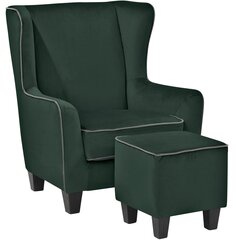 Кресло с пуфом Notio Living Paprika Velvet, зеленое/серое цена и информация | Кресла в гостиную | kaup24.ee