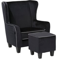 Кресло с пуфом Notio Living Paprika Velvet, черное/серое цена и информация | Кресла | kaup24.ee