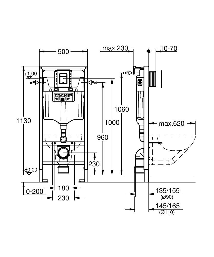 Grohe Rapid SL WC raami komplekt võtmega Skate Cosmo S kroom 37535000, klambritega (3 IN 1) hind ja info | WC-poti tarvikud | kaup24.ee