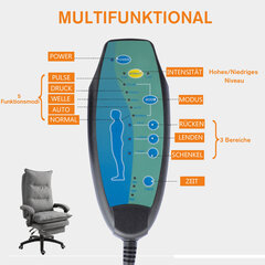 Vinsetto massaažitool pöörlev tool, mängutool, kontoritool, ergonoomiline lauatool, reguleeritava kõrgusega, nailon, hall, 70x62x120-130cm hind ja info | Kontoritoolid | kaup24.ee