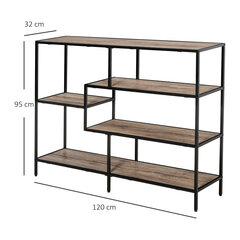 HOMCOM tööstuslikus stiilis raamaturiiul, arhiveerimisriiul, must + hele tamm, 120x32x95cm hind ja info | Riiulid | kaup24.ee