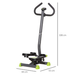 HOMCOM Hometrainer Stepper Fitness Swing Stepper LCD ekraaniga ja käepidemega kuni 100 kg teras ABS Hall+roheline 55 x 44 x 108 cm hind ja info | Treeningkeskused | kaup24.ee