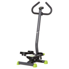 HOMCOM Hometrainer Stepper Fitness Swing Stepper LCD ekraaniga ja käepidemega kuni 100 kg teras ABS Hall+roheline 55 x 44 x 108 cm hind ja info | Treeningkeskused | kaup24.ee