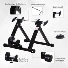 HOMCOM rattatreener magnetpiduriga jalgrattatreener, 26"-28"/700C jalgratastele, teraskonstruktsioon, must Aosom.de hind ja info | Treeningkeskused | kaup24.ee