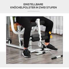 HOMCOM jõusaal Jõujaam Fitness station Multigym Fitness keskus Fitness seadmed koos raskustega Lat pull-down Leg curl Metall PU kunstnahk Valge 150 x 110 x 210 cm hind ja info | Treeningkeskused | kaup24.ee