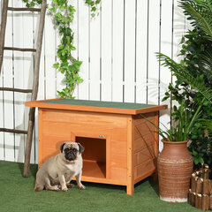 PawHut koerte kennel Hubane koerte kennel kuusepuidust katusega, ideaalne koertele ja kassidele, 82x58x58 cm hind ja info | Pesad, kuudid | kaup24.ee