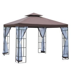 Outsunny gazebo aiamaja gazebo sääsevõrkudega külgseinad, kahekordse katusega peotelk, aiamaja telk telk 2.97x2.97m hind ja info | Varikatused ja aiapaviljonid | kaup24.ee