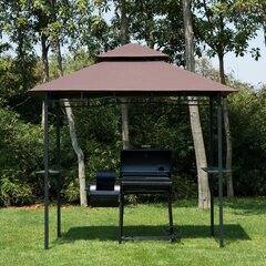 Outsunny grill telk aiamaja telk tulekindel topeltkatus kohvi pruun+must 245x148x252cm hind ja info | Varikatused ja aiapaviljonid | kaup24.ee