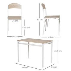 HOMCOM Söögilauagrupp 5-osaline söögilauakomplekt puidust MDF + metall, hall + valge, 1 laud + 4 tooli hind ja info | Köögi- ja söögilauad | kaup24.ee