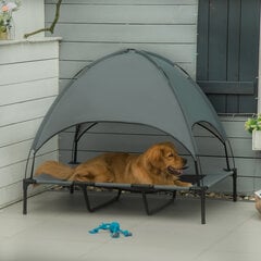 PawHut Pet Bed Canopy Elevated Outdoor Dog Bed Roof Breathable Taffeta Fabric Grey 122x92x108cm цена и информация | Лежаки, домики | kaup24.ee