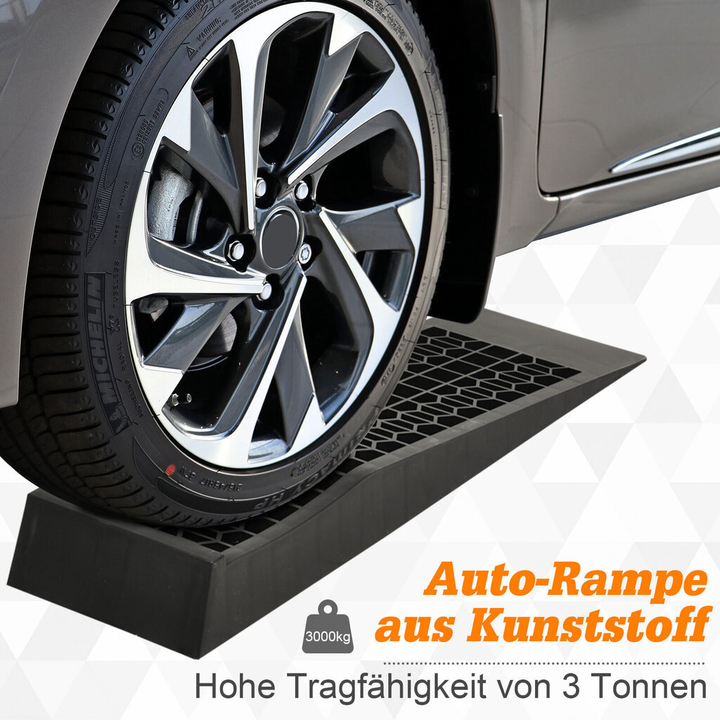 HOMCOM Drive-on ramp 2-st komplektist, kaldtee kaldtee, kummiramp, must, 70x20x8cm hind ja info | Redelid | kaup24.ee