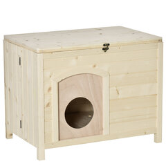 PawHut koerte kennel Kokkupandav koeramajas, täispuidust, naturaalne, 78x51x62cm hind ja info | Pesad, kuudid | kaup24.ee