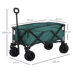 Outsunny käsikäru kokkupandav käsikäru 360° aiakäru teleskoopkäepide reguleeritav kuni 20kg metallist oxfordi roheline 108x55x59-89cm hind ja info | Aiakärud | kaup24.ee