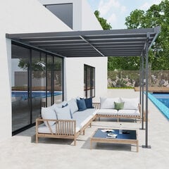 Садовая беседка Outsunny pergola 4x3 м, регулируемая по высоте, солнцезащитная, алюминий, серый цена и информация | Беседки, навесы, тенты | kaup24.ee