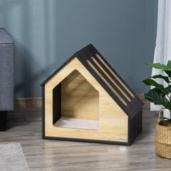 PawHut puidust koerte kennel Hubane siseruumides asuv kassikoobas ja koera magamiskoht koos padjaga, väikestele koertele kuni 8kg, 60x40x59.2cm, 60x40x59.2cm hind ja info | Pesad, kuudid | kaup24.ee