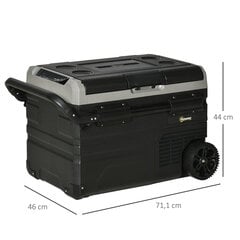 Outsunny cool box auto 40L LED valgustusega, kompressoriga autokülmik, transpordirattad, 12/24V DC ja 110-240V AC, hall+musta hind ja info | Autokülmikud | kaup24.ee