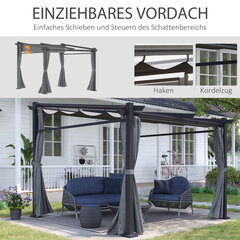 Outsunny Pergola 2,97 x 2,95 м Водоотталкивающий павильон с навесом от солнца и боковыми секциями, укрытие для патио, садовая мебель, полиэстер темно-серый цена и информация | Беседки, навесы, тенты | kaup24.ee