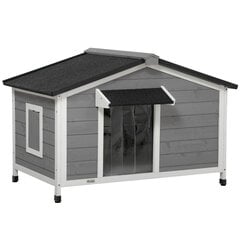 PawHut koerte kennel kuusepuidust Ilmastikukindel koeramaja avatava asfaltkatte ja eemaldatava põrandaga, hall, 109x79x72cm hind ja info | Pesad, kuudid | kaup24.ee