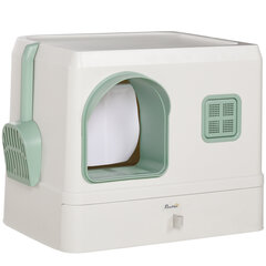 PawHut Cat Litter Box Scoop Drawer Deodorizer White+Green 50x40x40cm 50x40x40cm hind ja info | Liivakastid kassidele | kaup24.ee