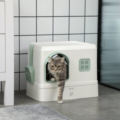 PawHut Cat Litter Box Scoop Drawer Deodorizer White+Green 50x40x40cm 50x40x40cm hind ja info | Liivakastid kassidele | kaup24.ee