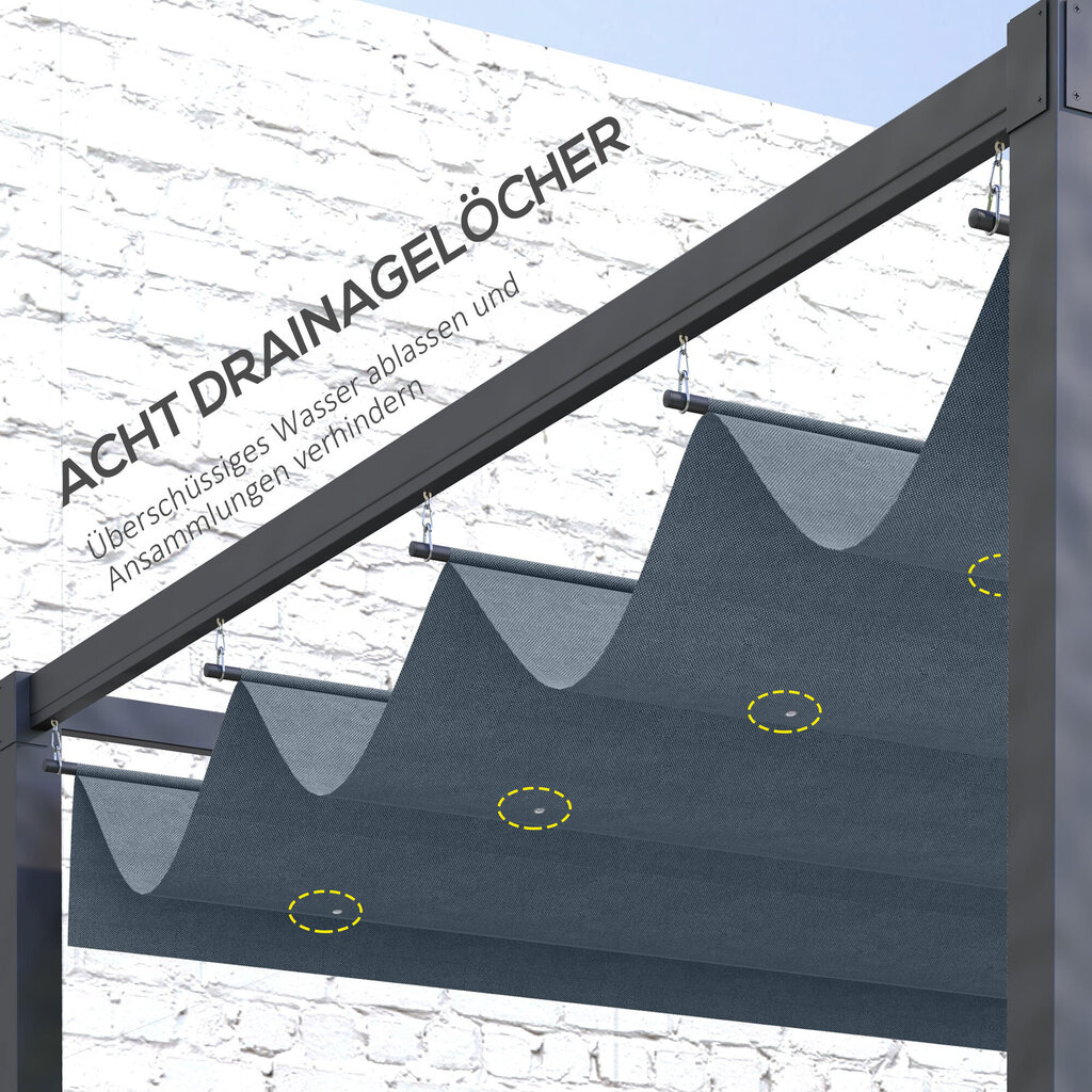 Outsunny asenduskatus pergola jaoks, u. 3 x 2,5 m Pergola varjukate, pergola katus UV-kaitsega, 3 x 2,15 m jaoks Tumehall цена и информация | Varikatused ja aiapaviljonid | kaup24.ee