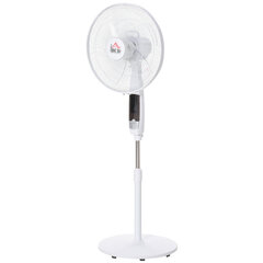 HOMCOM Pjedestaalventilaator 138cm Valge ventilaator taimeri, puldiga, reguleeritava kõrgusega, 3 kiirust, teras hind ja info | Ventilaatorid | kaup24.ee