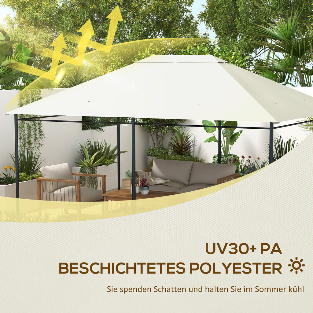 Outsunny asenduskatus aiapaviljonile 3.97x2.97m UV kaitse, veekindel paviljoni katus, kreemikas цена и информация | Varikatused ja aiapaviljonid | kaup24.ee