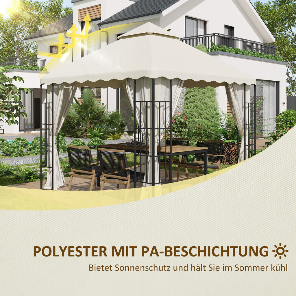 Outsunny asenduskatus u. 3 x 3 m paviljoni katus aeda, asenduskate topeltkatus aiatelgile, aiapaviljon, kreemvalge hind ja info | Varikatused ja aiapaviljonid | kaup24.ee