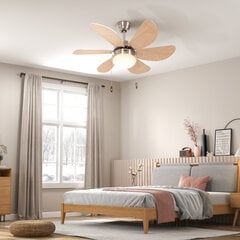 HOMCOM LED-valgustusega laetalentilaator 16W Laevalamp koos ventilaatoriga, rippvalgusti, 6 pöördlaba, elutuppa, pöökpuit hind ja info | Ventilaatorid | kaup24.ee