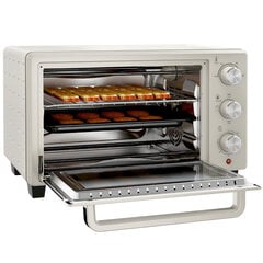 HOMCOM Miniahi 21L Pizzaahi Miniahi Küpsetusplaat Küpsetusplaat Muruplaat 1400W Lauaahi 1h Taimer 100-230°C Metallist kreemne hind ja info | Miniahjud, -pliidid | kaup24.ee