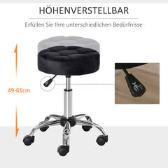 HOMCOM Salongitool ratastega Veerev tool reguleeritava kõrgusega pöörlev Salongitool Velvet touch vahtpolster Kroomitud alus Must 35 x 35 x 49-61 cm hind ja info | Kontoritoolid | kaup24.ee