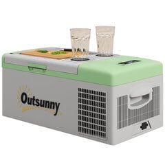 Outsunny kompressoriga jahutusboks 16L, jahutusboks auto 12/24V DC &amp; 100-240V AC, kuni -20°C, kaasaskantav sügavkülmik MAX/ECO režiimidega, minikülmik telkimiseks, veoautole, paadile, RV-le ja pistikupesale hind ja info | Autokülmikud | kaup24.ee