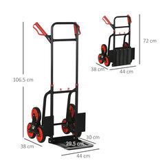 DURHAND trepikuuskott 150 kg Transpordikott Käepide reguleeritava kõrgusega Kokkupandav teras 45 x 60 x 109 cm hind ja info | Aiakärud | kaup24.ee