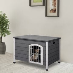 PawHut koerte kennel Veekindel uksega koeramaja, võrega kast väljas, kuusk, hall, 80x55x53,5 cm hind ja info | Pesad, kuudid | kaup24.ee