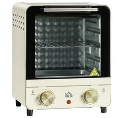 HOMCOM Mini ahi 15L, pizzaahi konvektsiooniga, 1000 W Elektriline mini ahi koos küpsetusplaatide komplektiga, krõbeda-alus, 1 tunni taimer, 60-230 ℃, kreemvalge hind ja info | Miniahjud, -pliidid | kaup24.ee