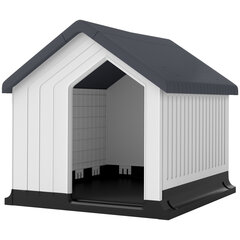 PawHut koerte kennel väljas asfaltkattega, aknaga, ilmastikukindel väikeloomade maja, koerakoobas mini ja väikestele koertele hall 62 x 61 x 60 cm hind ja info | Pesad, kuudid | kaup24.ee