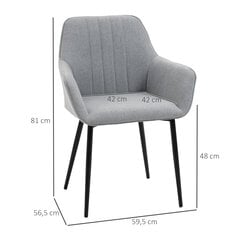 HOMCOM 2 söögitoolist koosnev komplekt Polsterdatud toolid hingava linase kattega, elutuppa/kööki, helehall, 59.5x56.5x81cm hind ja info | Söögitoolid, baaritoolid | kaup24.ee