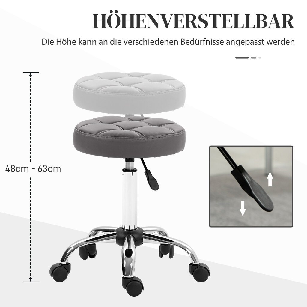 HOMCOM 2 ratastega pöörleva stooli komplekt, Ø35,5 x 48-63 cm, reguleeritava kõrgusega pöörlev stool, pöörlev tööstool ratastega, salongitooli elutuppa, kontorisse| Aosom цена и информация | Kontoritoolid | kaup24.ee