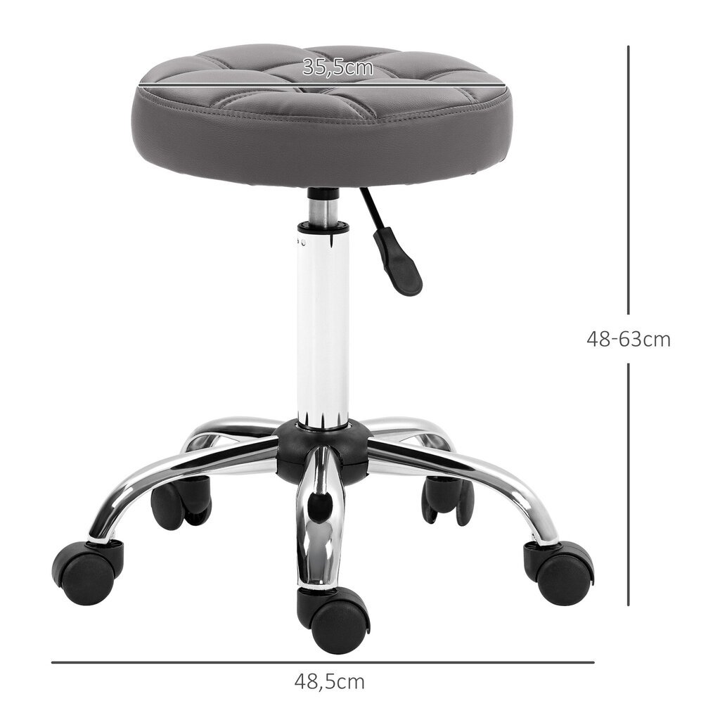 HOMCOM 2 ratastega pöörleva stooli komplekt, Ø35,5 x 48-63 cm, reguleeritava kõrgusega pöörlev stool, pöörlev tööstool ratastega, salongitooli elutuppa, kontorisse| Aosom цена и информация | Kontoritoolid | kaup24.ee