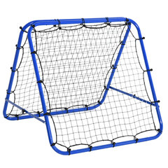 HOMCOM jalgpalli tagasilöögi Kickback Goal tagasilöögi seinavõrk kahepoolne tagasilöögi Reguleeritav 5 tasandil Teras Sinine 100 x 95 x 90 cm hind ja info | Jalgpalli varustus ja riided | kaup24.ee