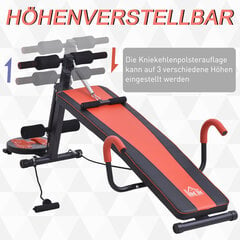 HOMCOM Sit Up Bench Reguleeritav kõhulihaste treeningpink, polsterdatud, 120kg kandevõime, punane+must, 166x53x52-60cm hind ja info | Treeningpingid | kaup24.ee